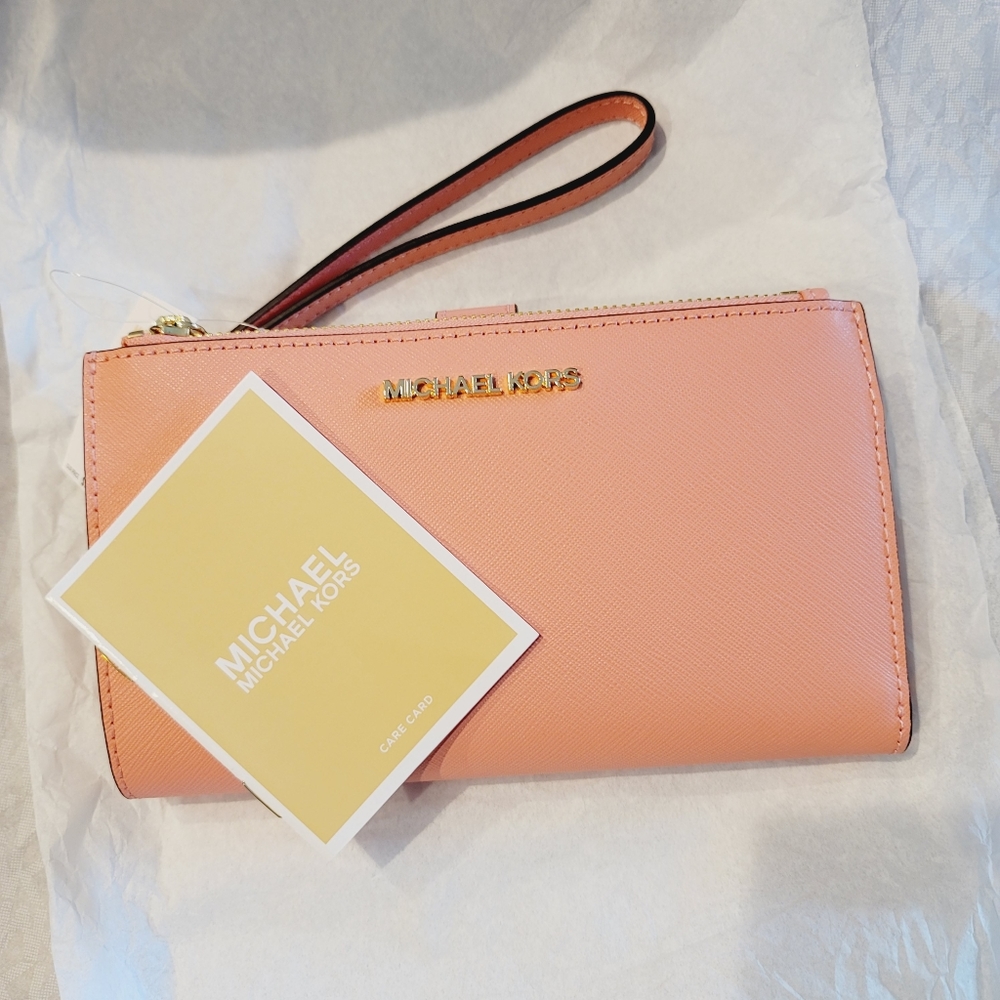NWT MICHAEL KORS LARGE DOUBLE ZIP WRISTLET WALLET - Picture 1 of 8